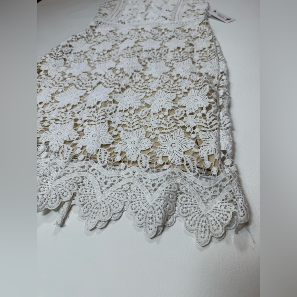 NWT Soieblu white lace dress with beige cutouts women’s size small (bin P) - Picture 10 of 11